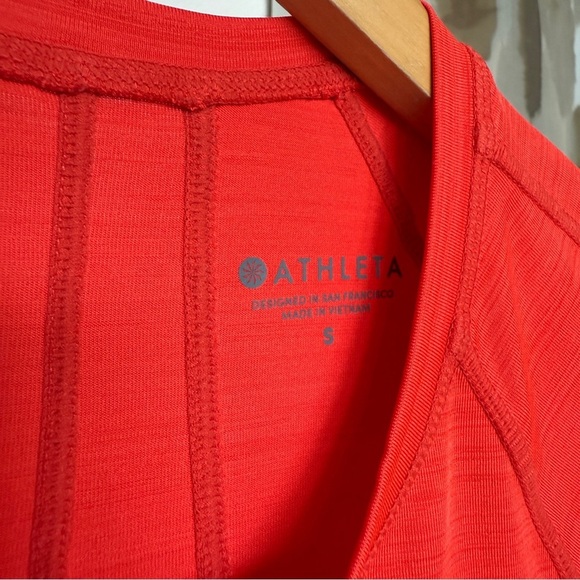 Athleta Women's Pacifica UPF Tee S Orange 1/4-Zip Short Sleeve Top Casual Active - Picture 7 of 7